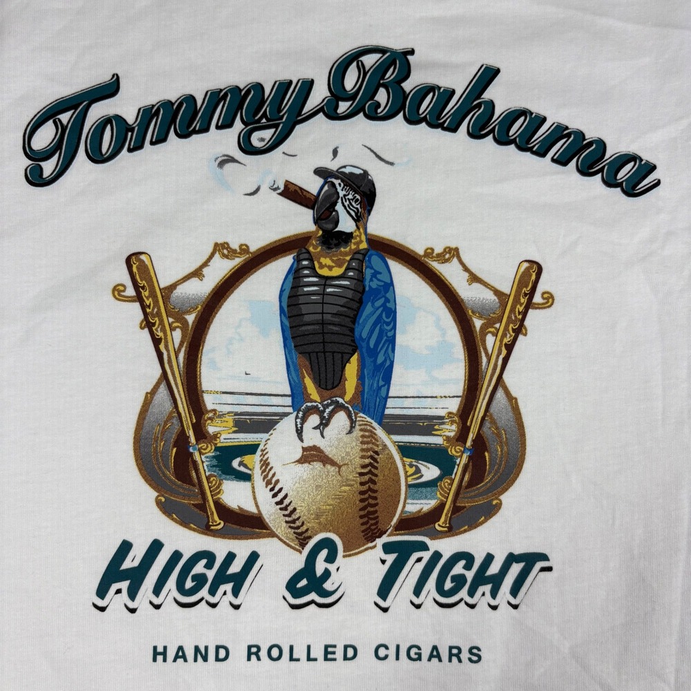 Tommy Bahama High & Tight Cigar Baseball Parrot T-Shirt Mens Medium White